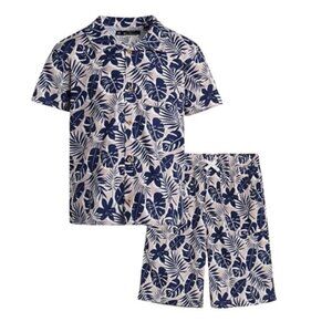 NEW- Ben Sherman Shorts Set - 2 Piece Cabana Button Down- Boy's S (8)